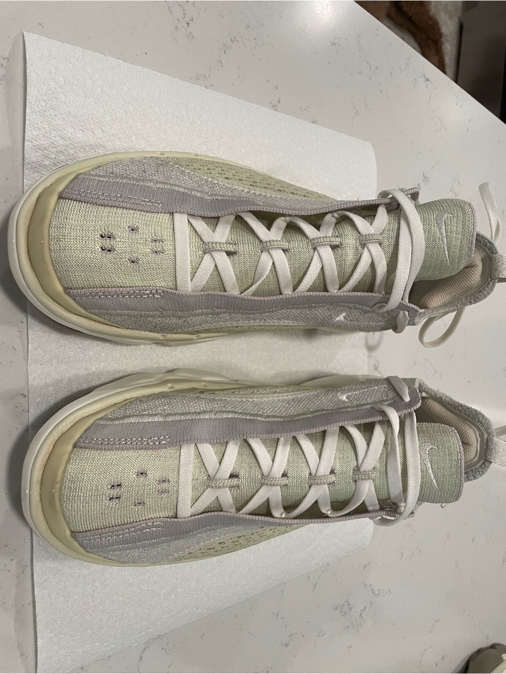 Nike Women's Light Green and White Knit Sneakers